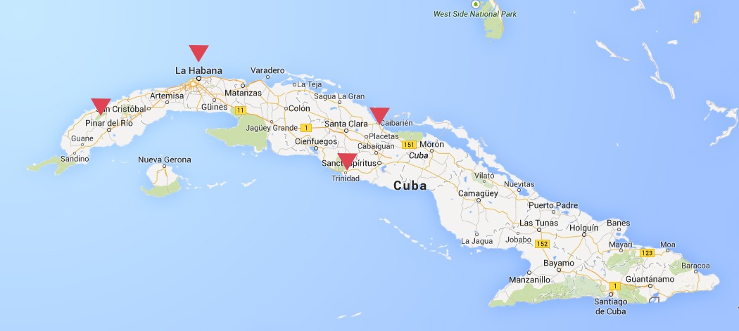 Viaggio a Cuba- mappa dell'isola