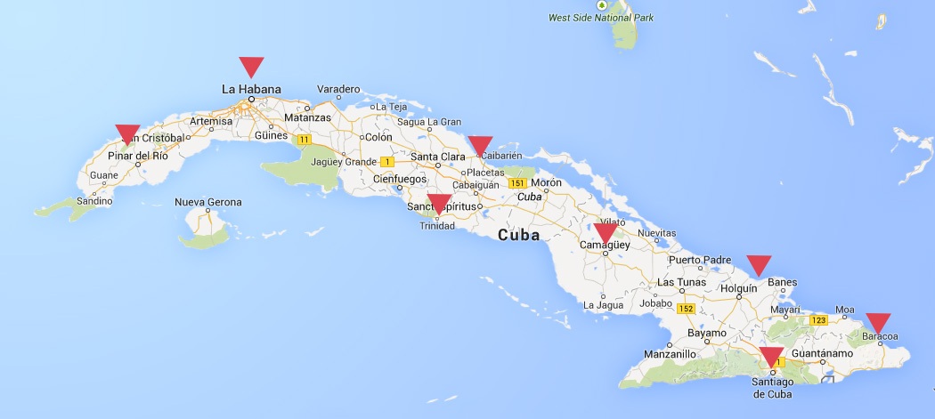 Viaggio a Cuba - mappa dell'isola