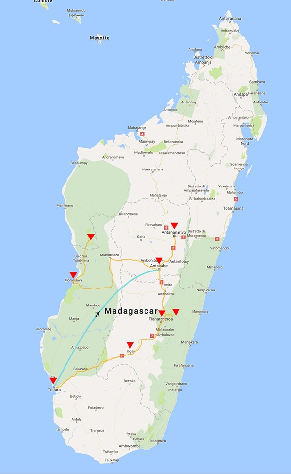 Viaggio in Madagascar - mappa dell'isola