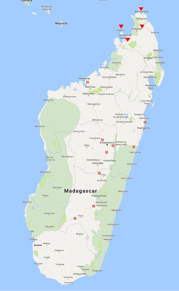 Viaggio in Madagascar Natale - mappa dell'itinerario