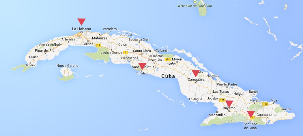 Viaggio a Cuba - mappa dell'itinerario