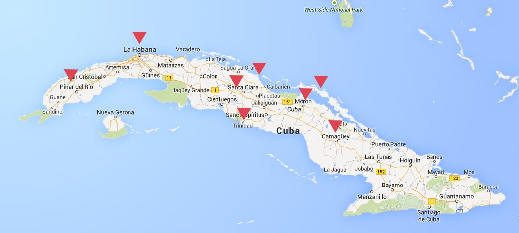 Viaggio a Cuba - mappa dell'isola